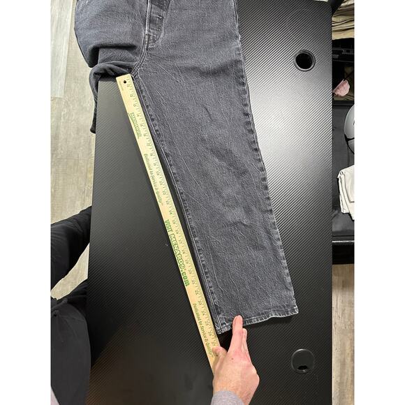 Levi's Premium Ribcage Straight Ankle Jeans Black Size 31 Button Fly - Picture 5 of 15